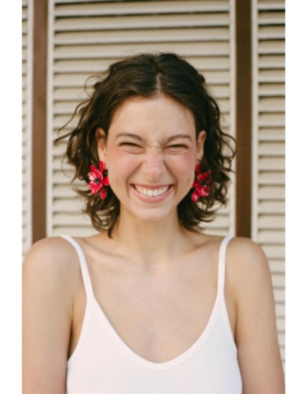 NWT ZARA Enameled Flower Maxi Earrings Red